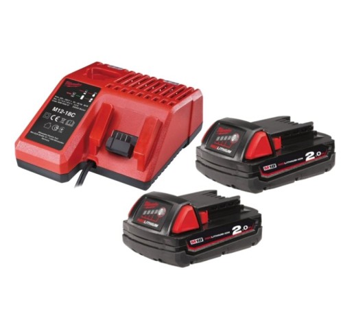Milwaukee M12-18C + M18B2X2 REDLITHIUM Batteries